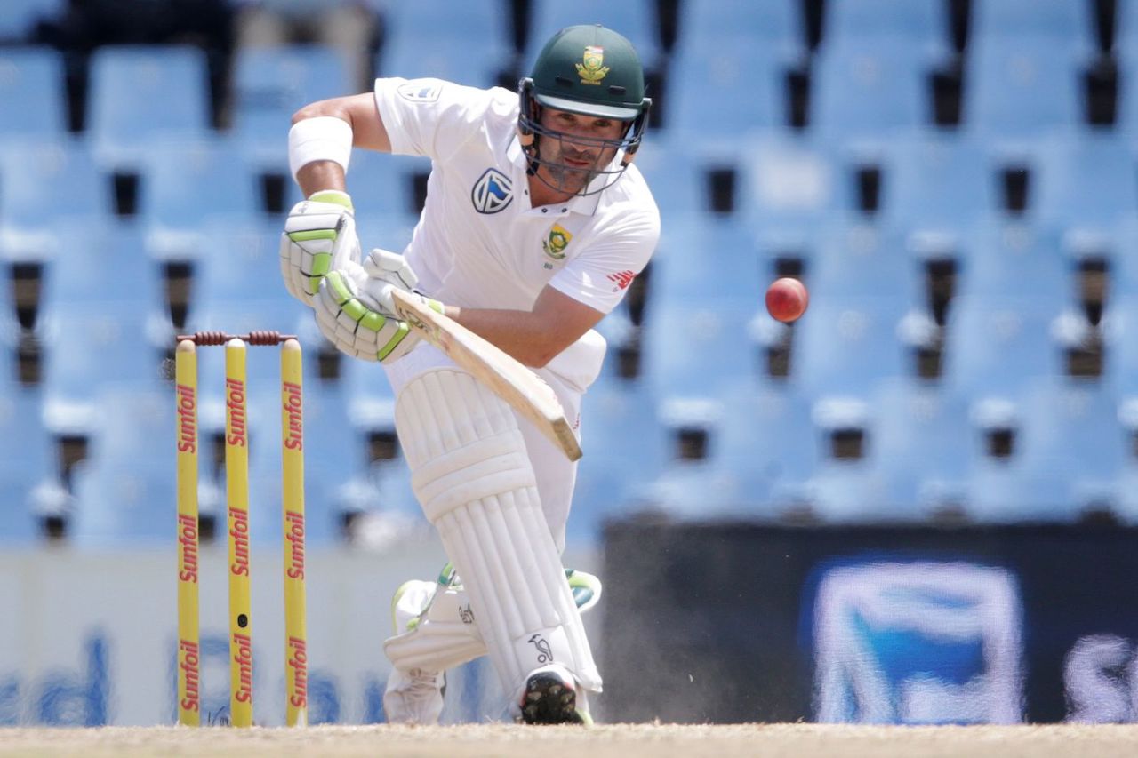 Dean Elgar looks on after playing one on to the leg side, South Africa v India, 2nd Test, Centurion, 4th day, January 16, 2018