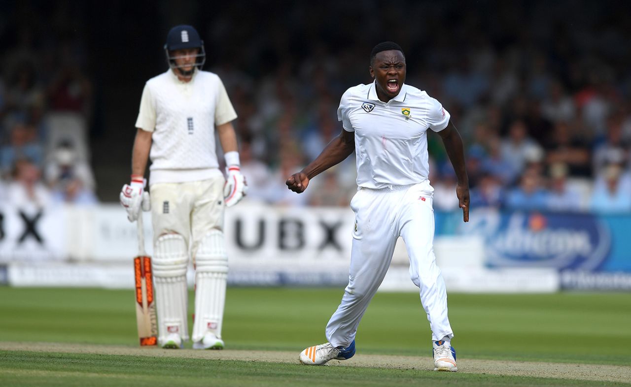Kagiso Rabada claimed the big wicket of Ben Stokes for 56, England v South Africa, 1st Investec Test, Lord's, 1st day, July 6, 2017