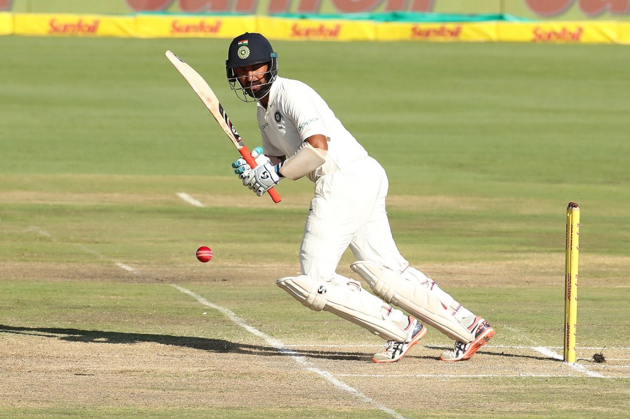 Cheteshwar Pujara works the ball towards the leg side, South Africa v India, 2nd Test, Centurion, 4th day, January 16, 2018