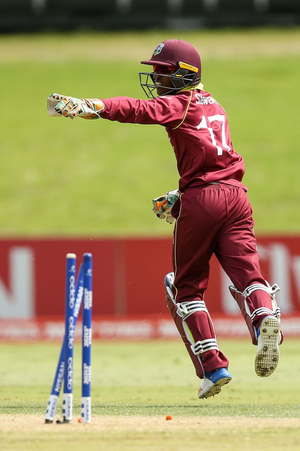 West Indies captain Emmanuel Stewart appeals, South Africa v West Indies, Under-19 World Cup, Group A, Mount Maunganui, January 17, 208