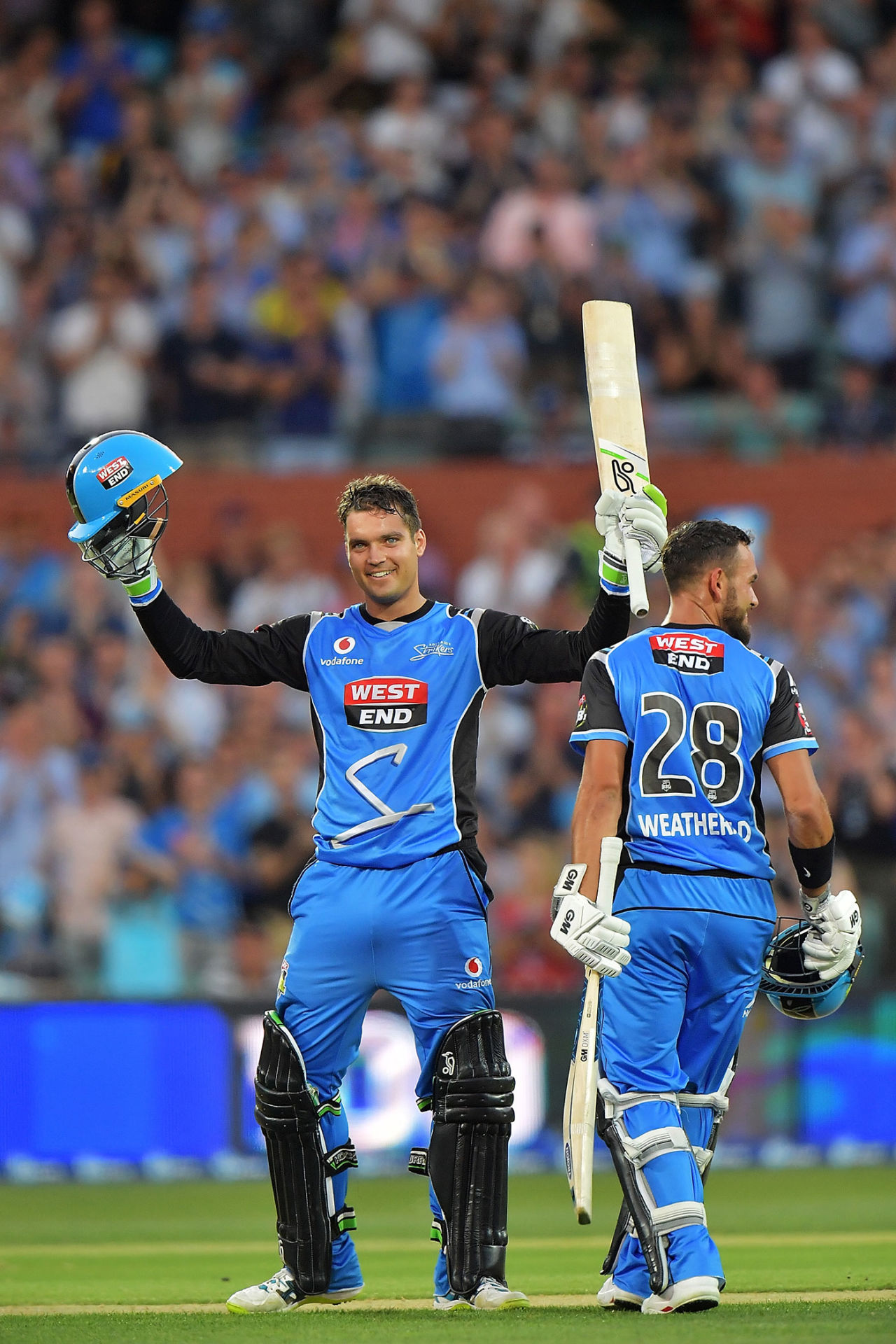 Alex Carey and Jake Weatherald put up a 171-run first-wicket partnership, Adelaide Strikers v Hobart Hurricanes, BBL 2017-18, Adelaide, January 17, 2018