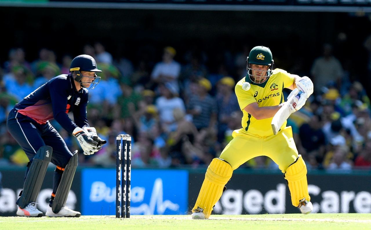 Aaron Finch brought up his second hundred of the series, Australia v England, 2nd ODI, Brisbane, January 19, 2018