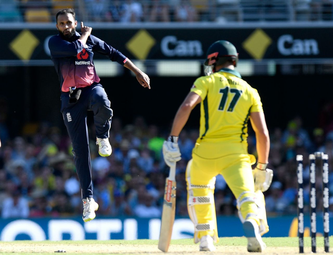 Adil Rashid claimed the wicket of Marcus Stoinis, Australia v England, 2nd ODI, Brisbane, January 19, 2018
