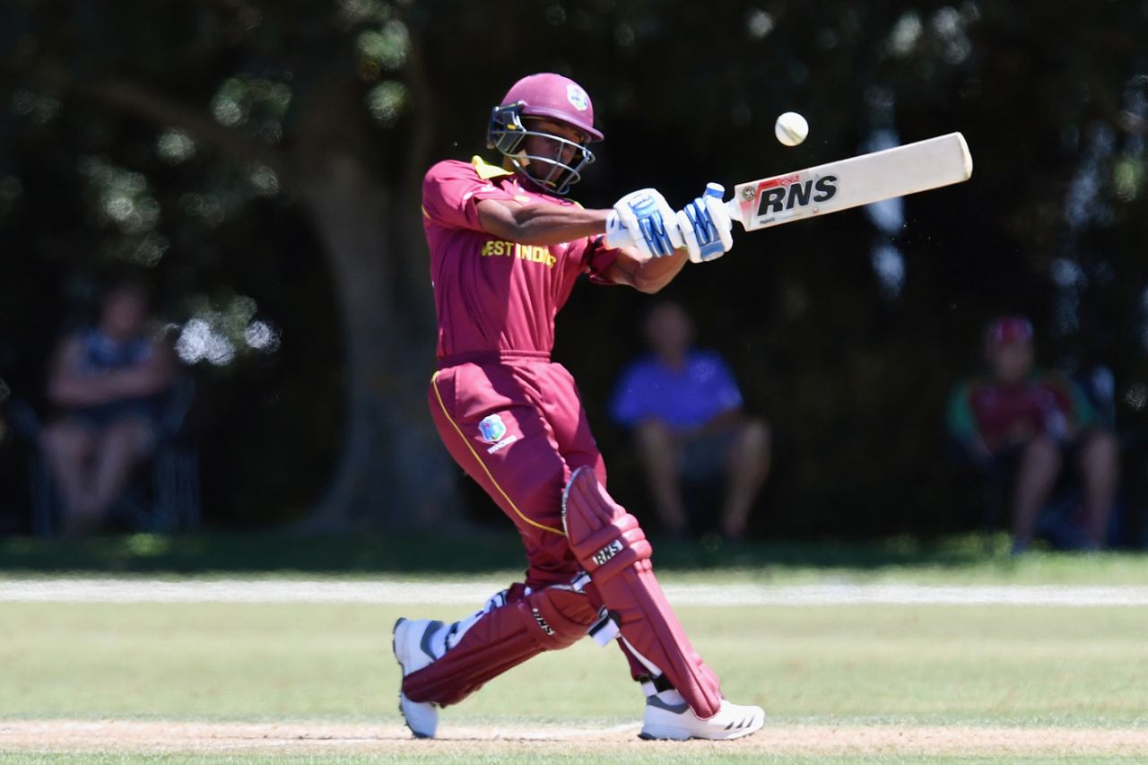 Alick Athanaze pulls one away, West Indies v Kenya, Under-19 World Cup 2018, Lincoln, January 20, 2018