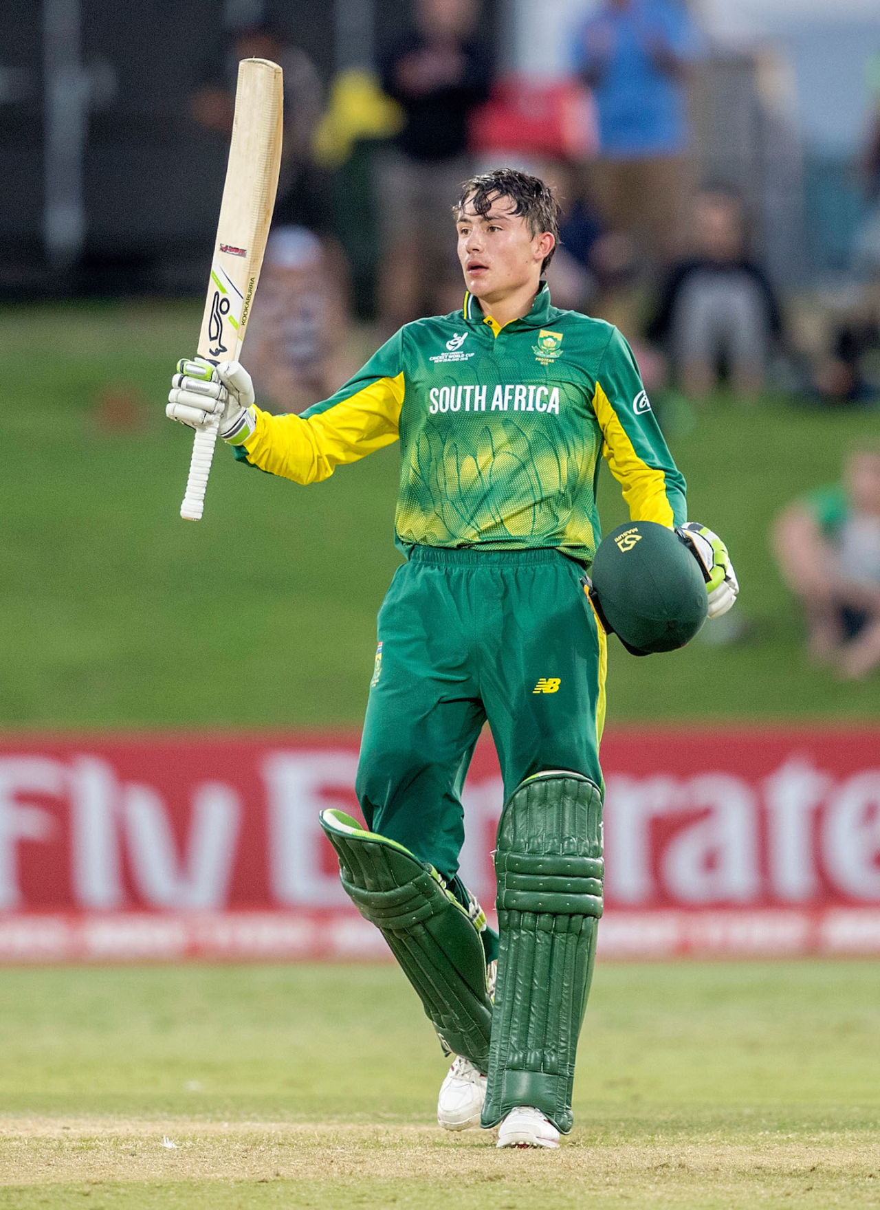Hermann Rolfes celebrates his century, New Zealand v South Africa, Under-19 World Cup, Group A, Mount Maunganui, January 20, 2018
