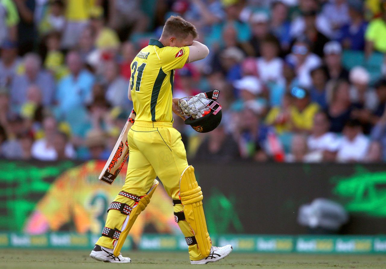 David Warner fell early in Australia's chase, Australia v England, 3rd ODI, Sydney, January 21, 2018