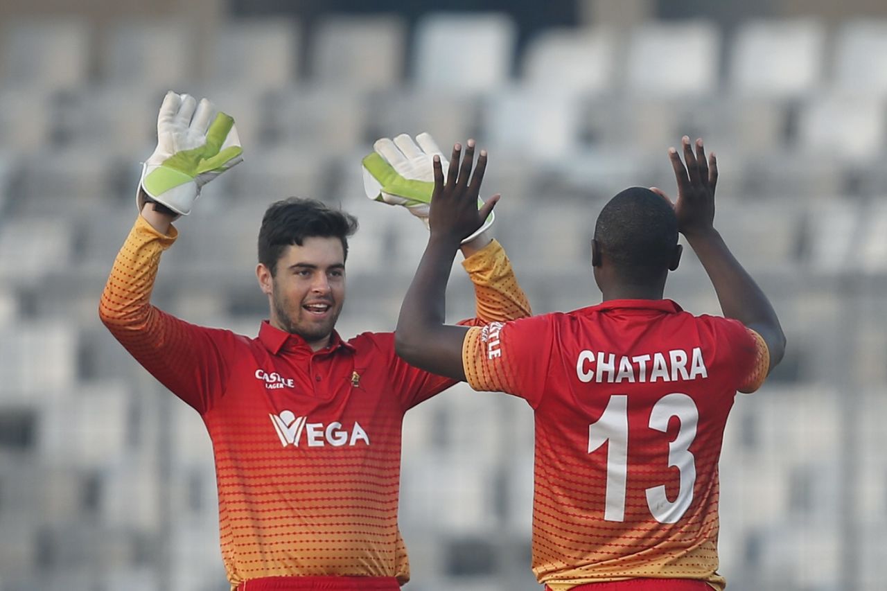 Ryan Murray celebrates a wicket, Sri Lanka v Zimbabwe, tri-series, Mirpur, January 21, 2018