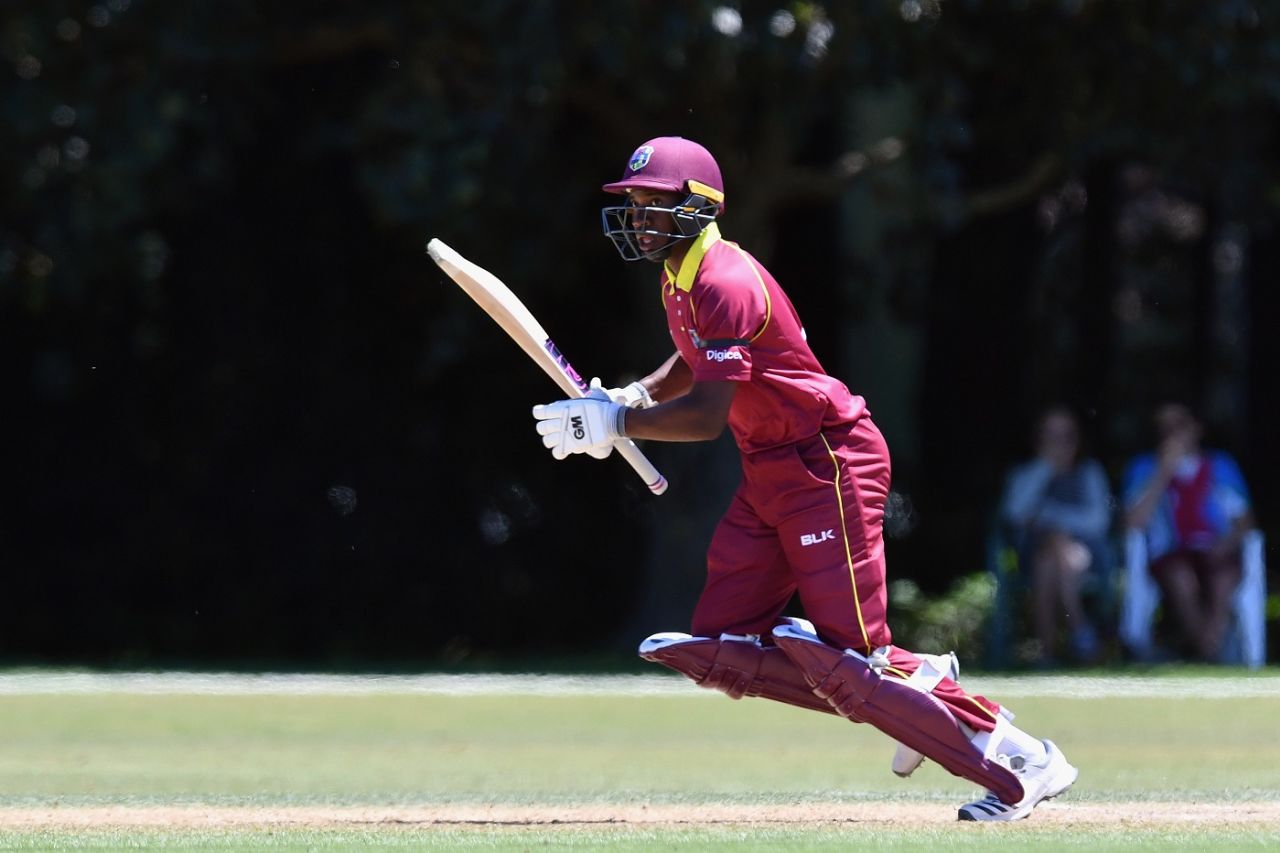Nyeem Young sets off for a run, West Indies v Kenya, Under-19 World Cup, Christchurch, January 20, 2018