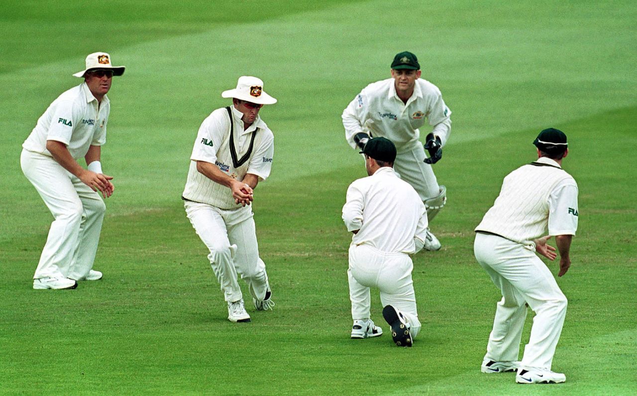 Mark Waugh catches Darren Gough in the slips to set a new world record for most catches by a fielder, 158 catches, England v Australia, second Test, day four, Lord's, July 22, 2001