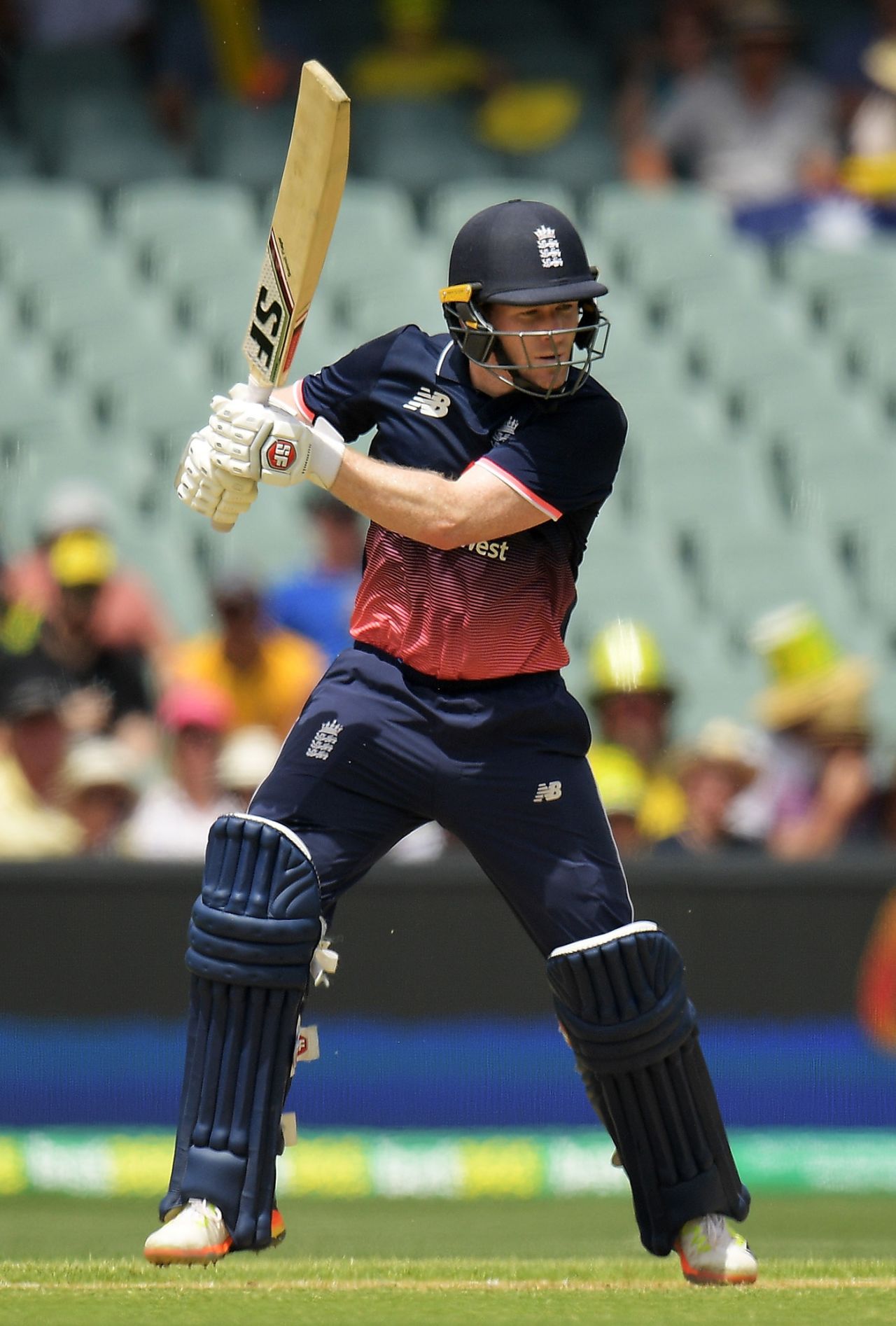 Eoin Morgan battled to resurrect the innings from the depths of 8 for 5, Australia v England, 4th ODI, Adelaide, January 26, 2018