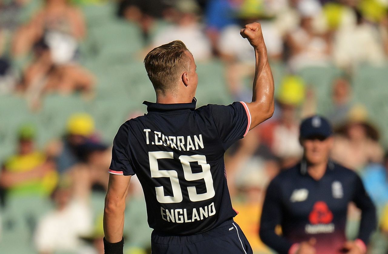 Tom Curran struck in his opening over, Australia v England, 4th ODI, Adelaide, January 26, 2018