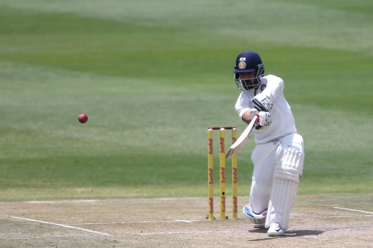 Ajinkya Rahane drives on the up, South Africa v India, 3rd Test, Johannesburg, 3rd day, January 26, 2018