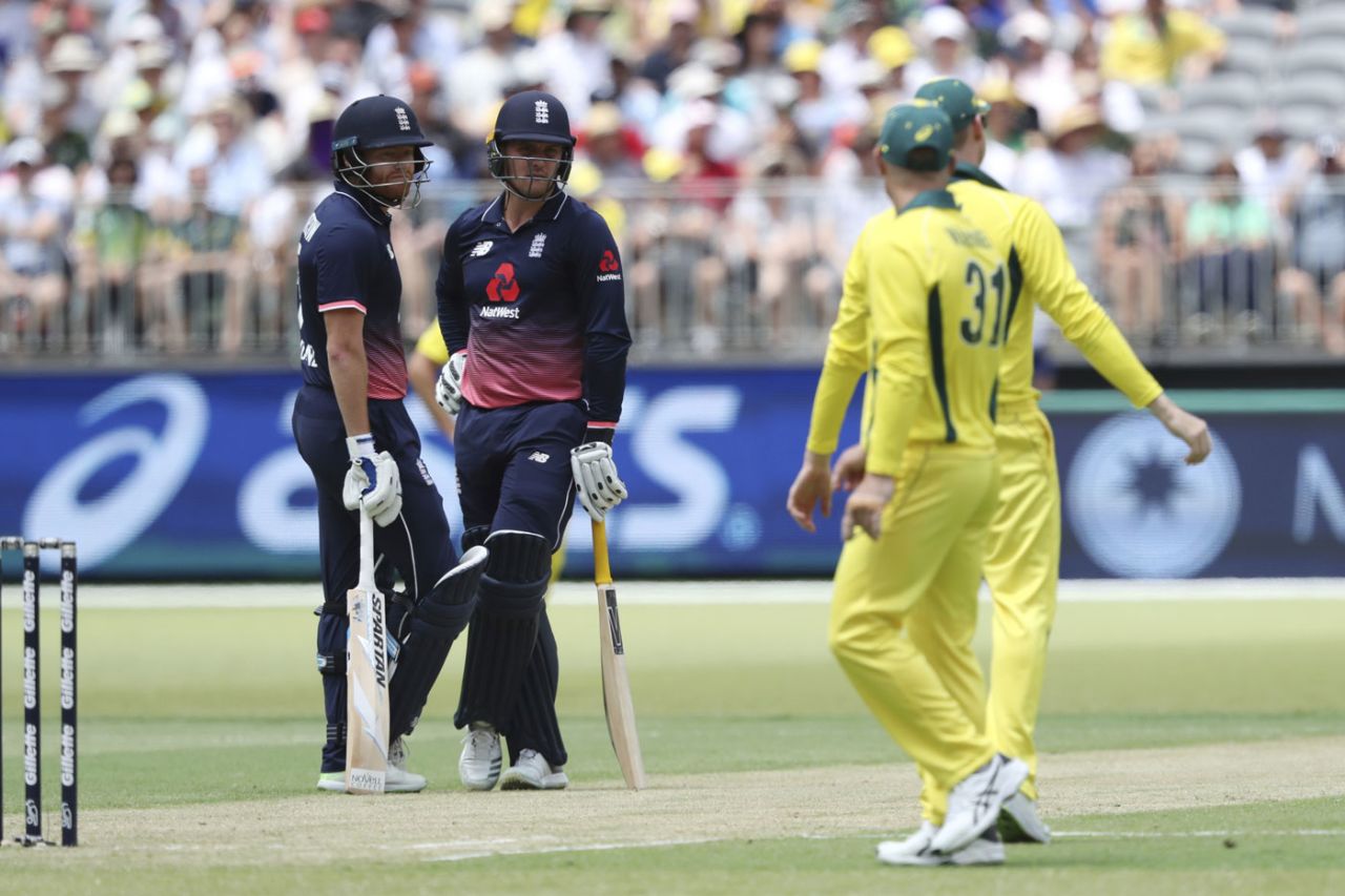 Jonny Bairstow and Jason Roy put on 71 for the first wicket, Australia v England, 5th ODI, Perth, January 28, 2018