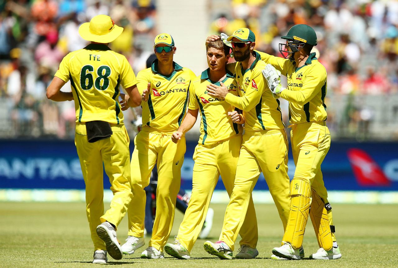 Adam Zampa claimed the wicket of Moeen Ali for 6, Australia v England, 5th ODI, Perth, January 28, 2018