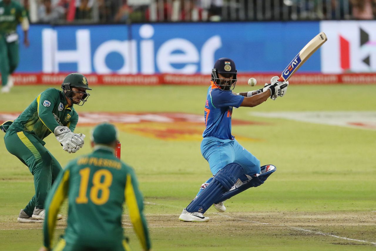 Ajinkya Rahane plays a cut, South Africa v India, 1st ODI, Durban, February 1, 2018
