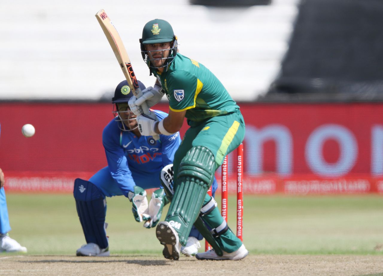 Aiden Markram looks to play a shot, South Africa v India, 1st ODI, Durban, February 1, 2018