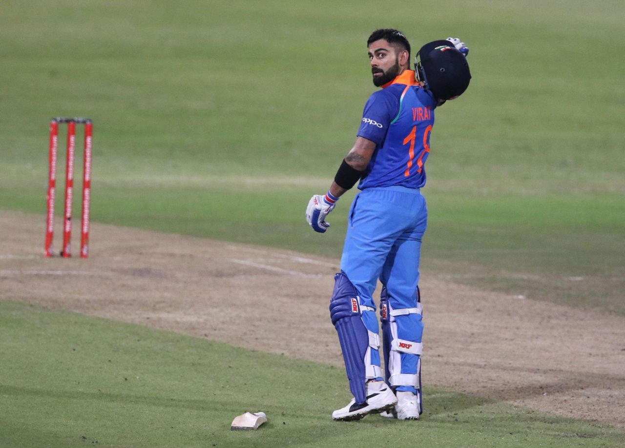 Virat Kohli celebrates his first ODI hundred in South Africa, South Africa v India, 1st ODI, Durban, February 1, 2018