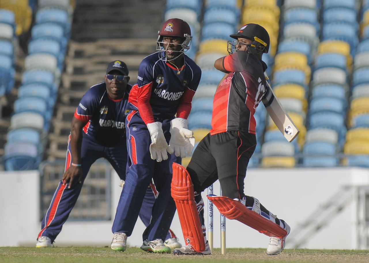 Evin Lewis targets the leg side, Combined Campuses and Colleges v Trinidad & Tobago, Regional Super50, Group A, Cave Hill, February 1, 2018