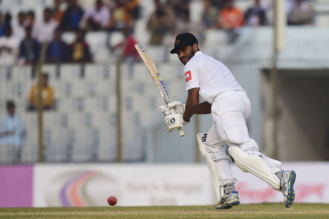 Roshen Silva nudges one behind square, Bangladesh v Sri Lanka, 1st Test, Chittagong, 3rd day, February 2, 2018