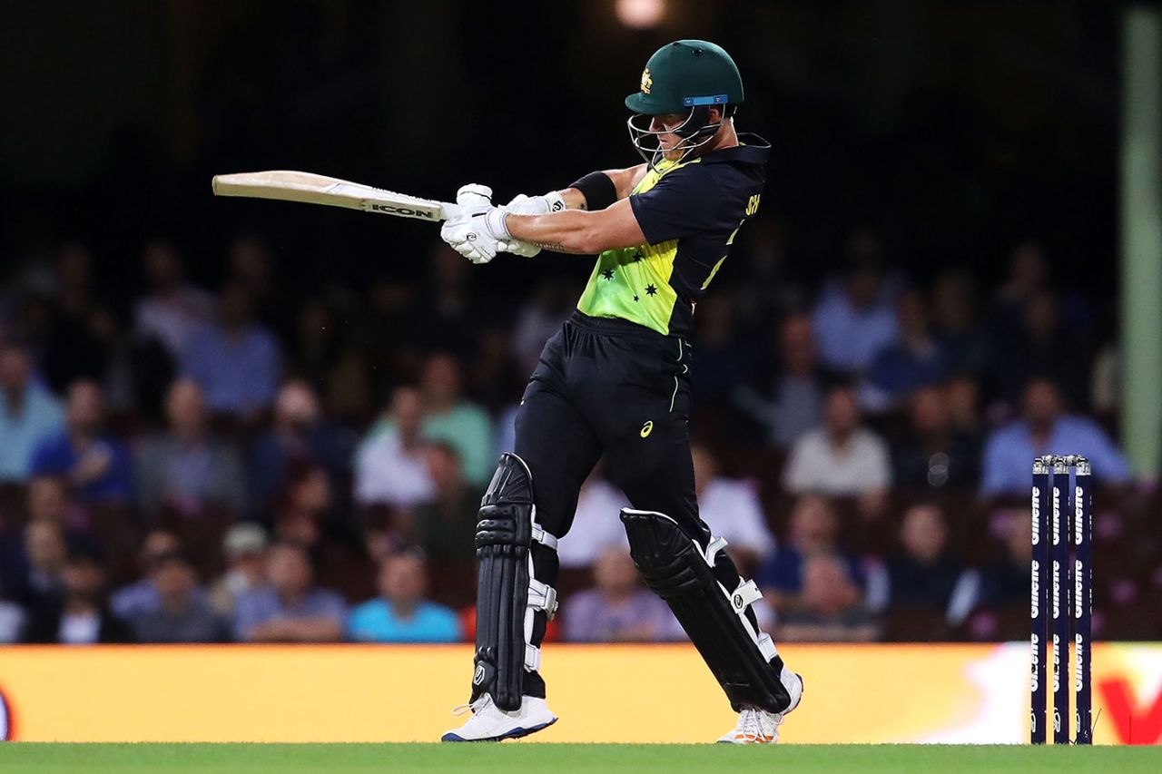 D'Arcy Short had a brief debut innings, Australia v New Zealand, Trans-Tasman T20, Sydney, February 3, 2018