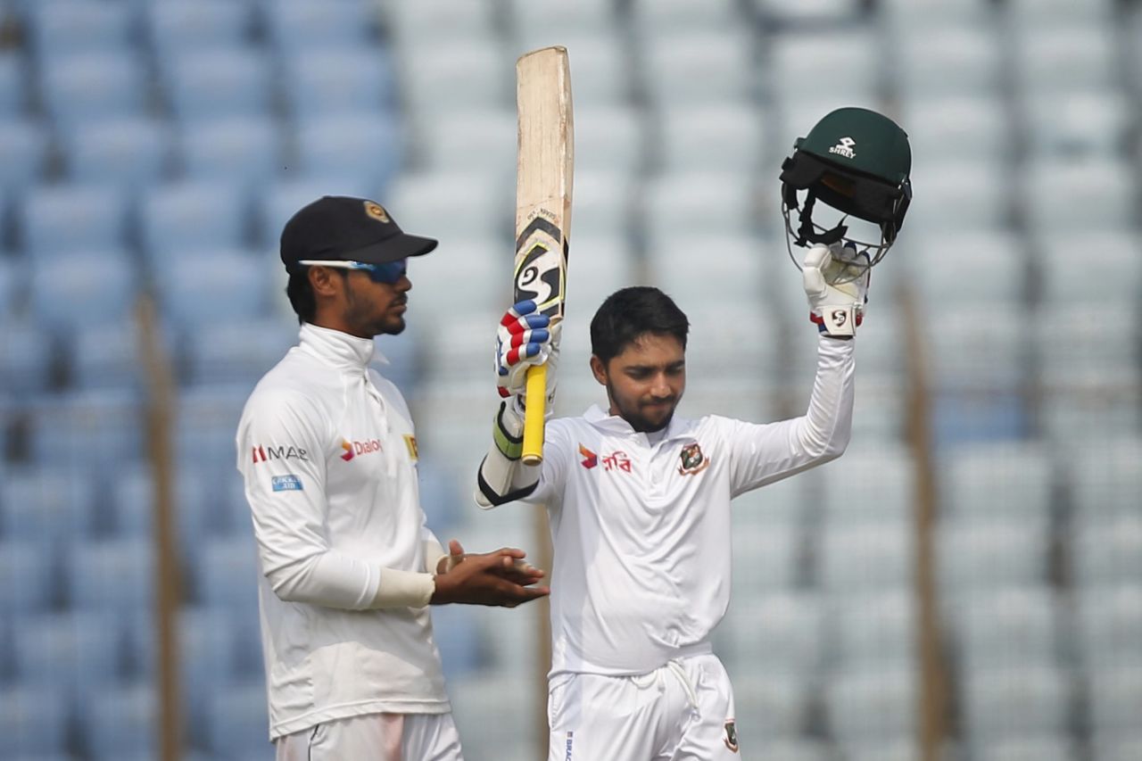 Mominul Haque became the first Bangladesh player to score centuries in each innings of a Test, Bangladesh v Sri Lanka, 1st Test, Chittagong, 5th day, February 4, 2018