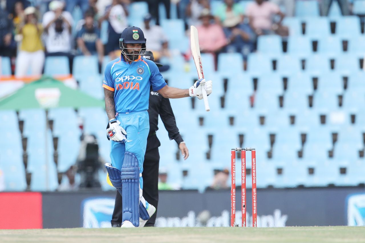 Shikhar Dhawan celebrates his half-century, South Africa v India, 2nd ODI, Centurion, February 4, 2018 