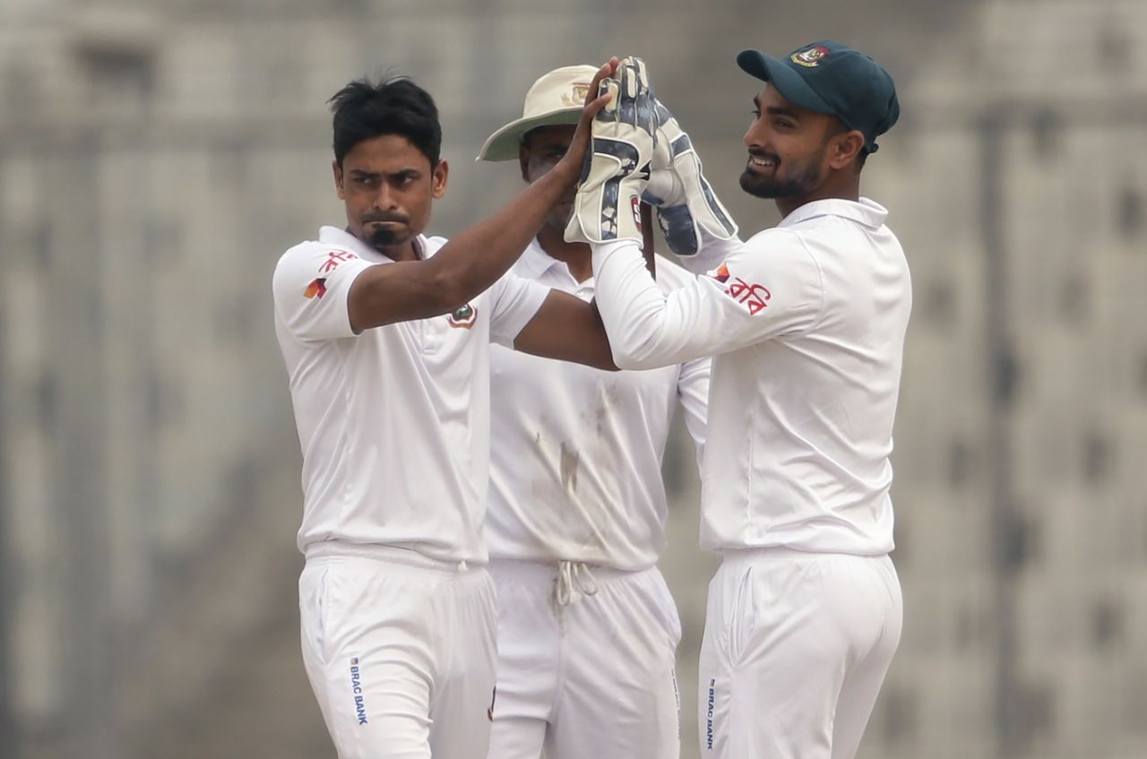 Taijul Islam ended a solid second-wicket stand of 47, Bangladesh v Sri Lanka, 2nd Test, Mirpur, 1st day, February 8, 2018