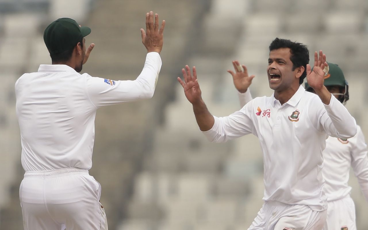 Abdur Razzak celebrates a wicket, Bangladesh v Sri Lanka, 2nd Test, Mirpur, 1st day, February 8, 2018
