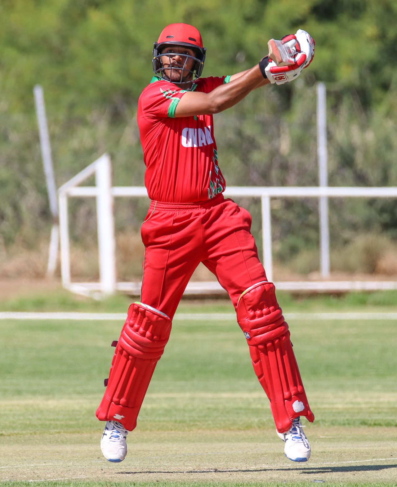 Aqib Ilyas leaps off his toes to uppercut over point, Canada v Oman, ICC World Cricket League Division Two, Windhoek, February 8, 2018
