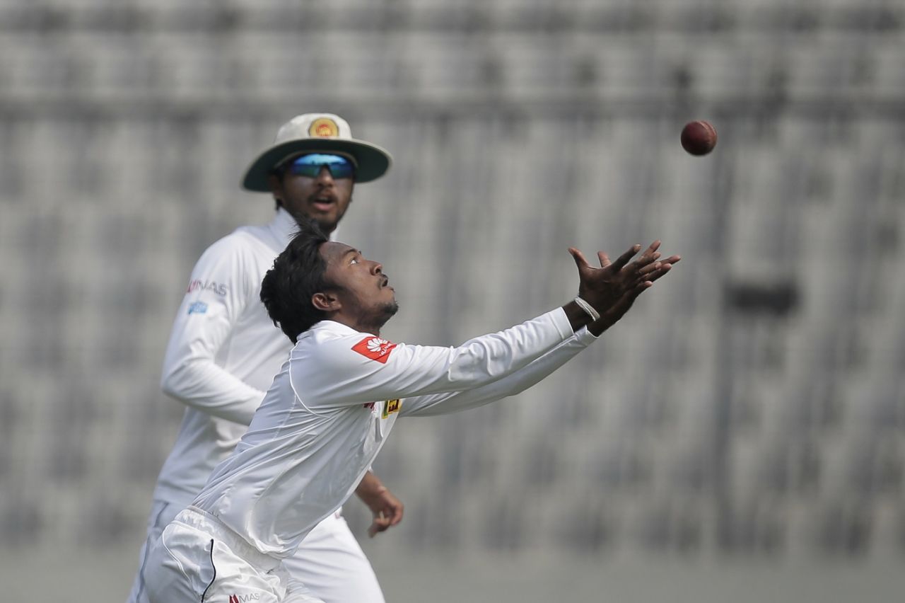 Akila Dananjaya drops a difficult chance, Bangladesh v Sri Lanka, 2nd Test, Mirpur, 2nd day, February 9, 2018