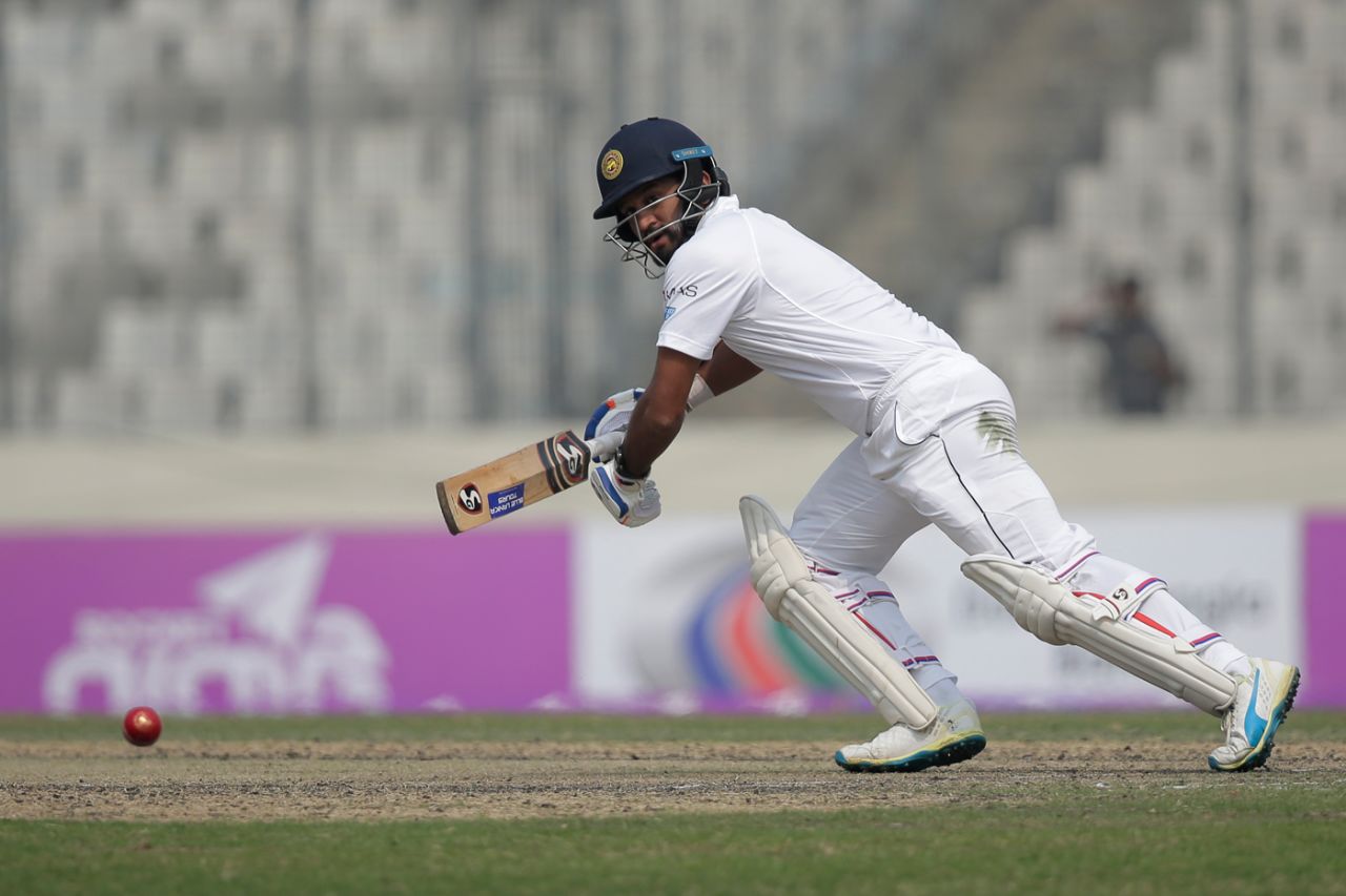 Dimuth Karunaratne steers one through the off side, Bangladesh v Sri Lanka, 2nd Test, Mirpur, 2nd day, February 9, 2018