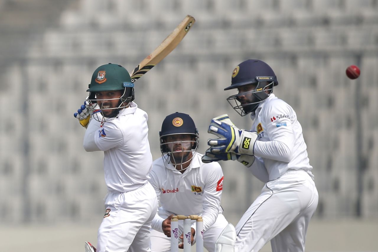 Mominul Haque cuts off the back foot, Bangladesh v Sri Lanka, 2nd Test, Mirpur, 3rd day, February 10, 2018