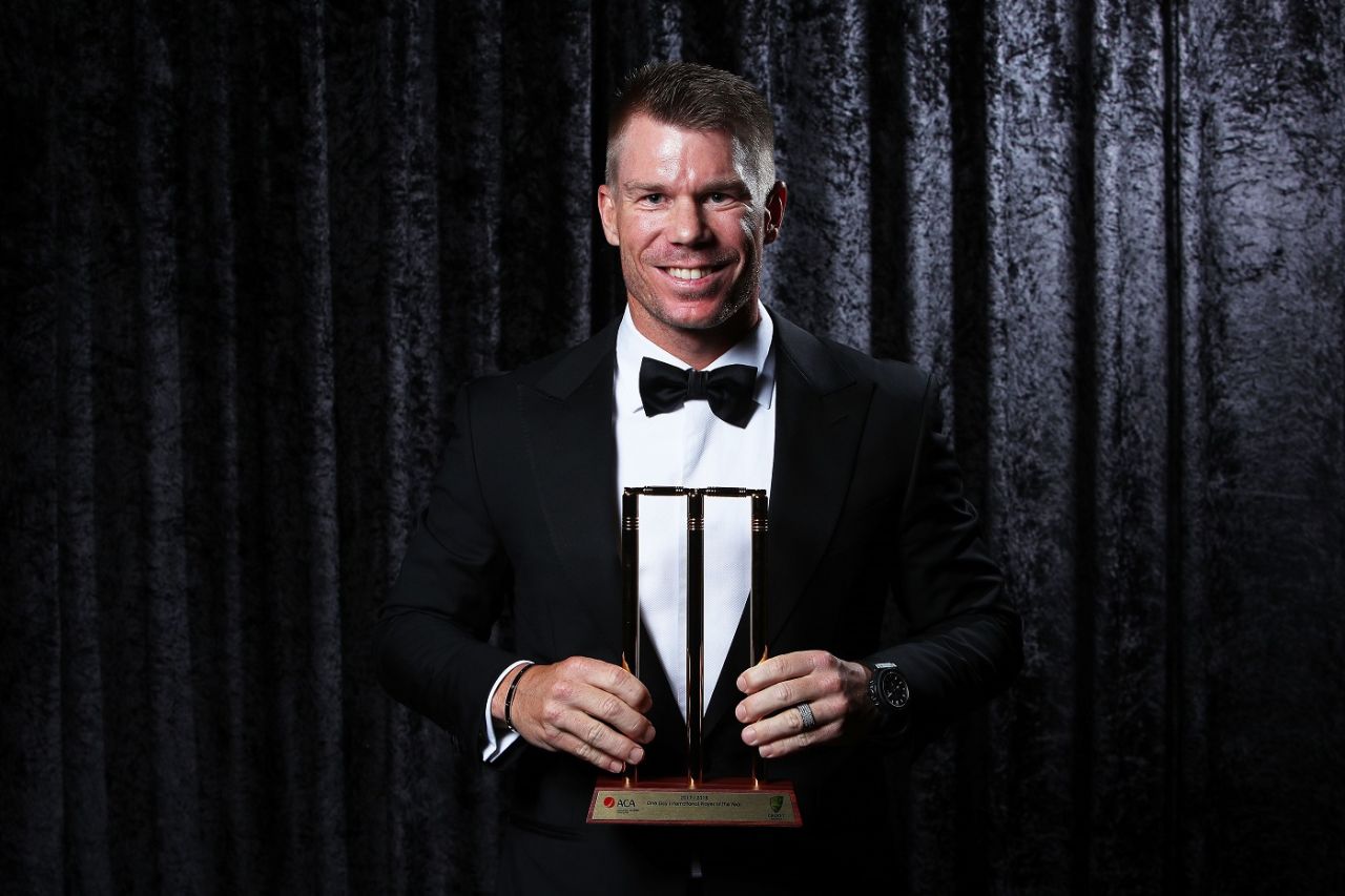 David Warner received the ODI Player of the Year award, Melbourne, February 12, 2018