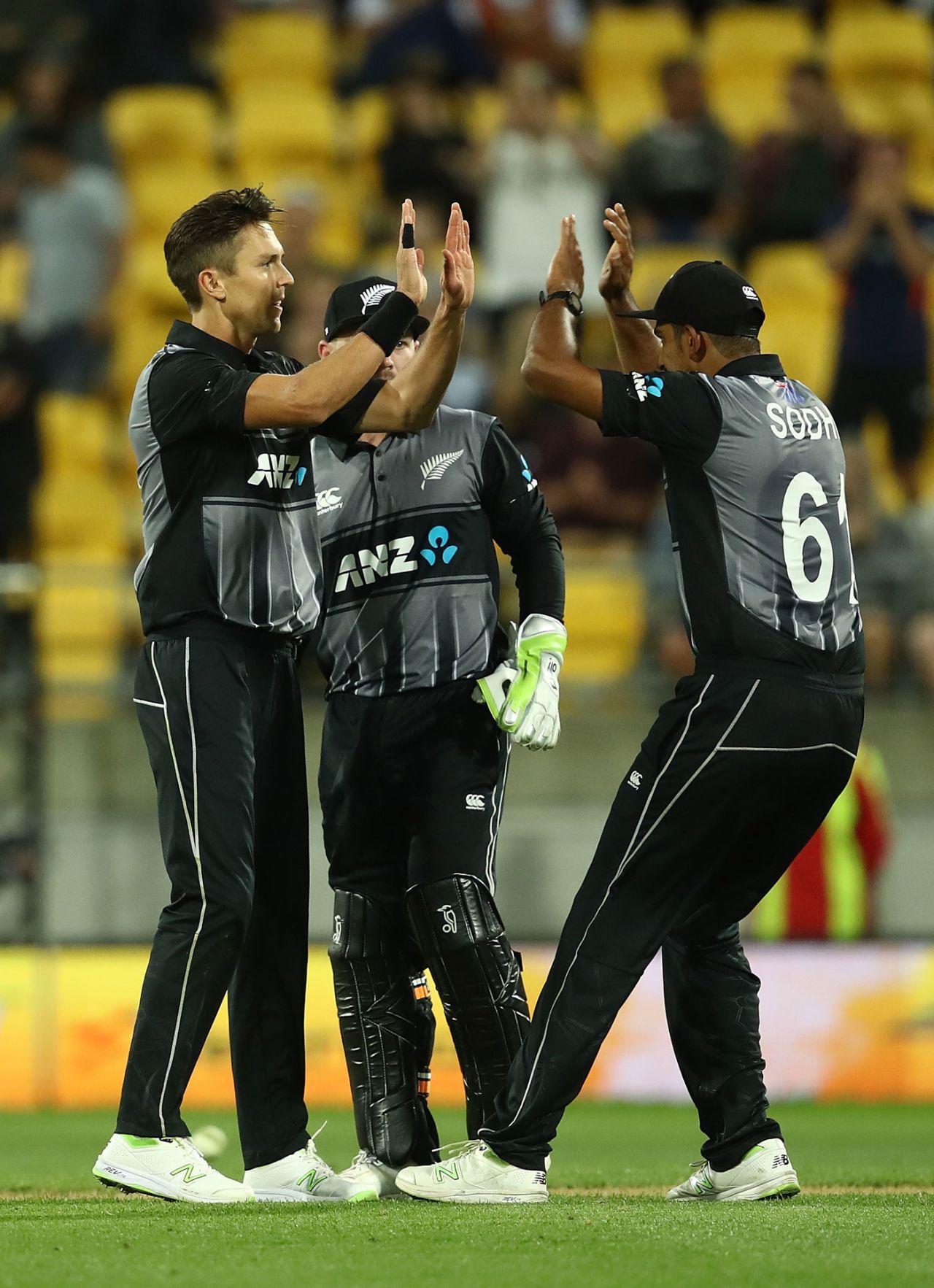 Trent Boult picked up two in two balls during the closing stages, New Zealand v England, Trans-Tasman tri-series, Wellington, February 13, 2018