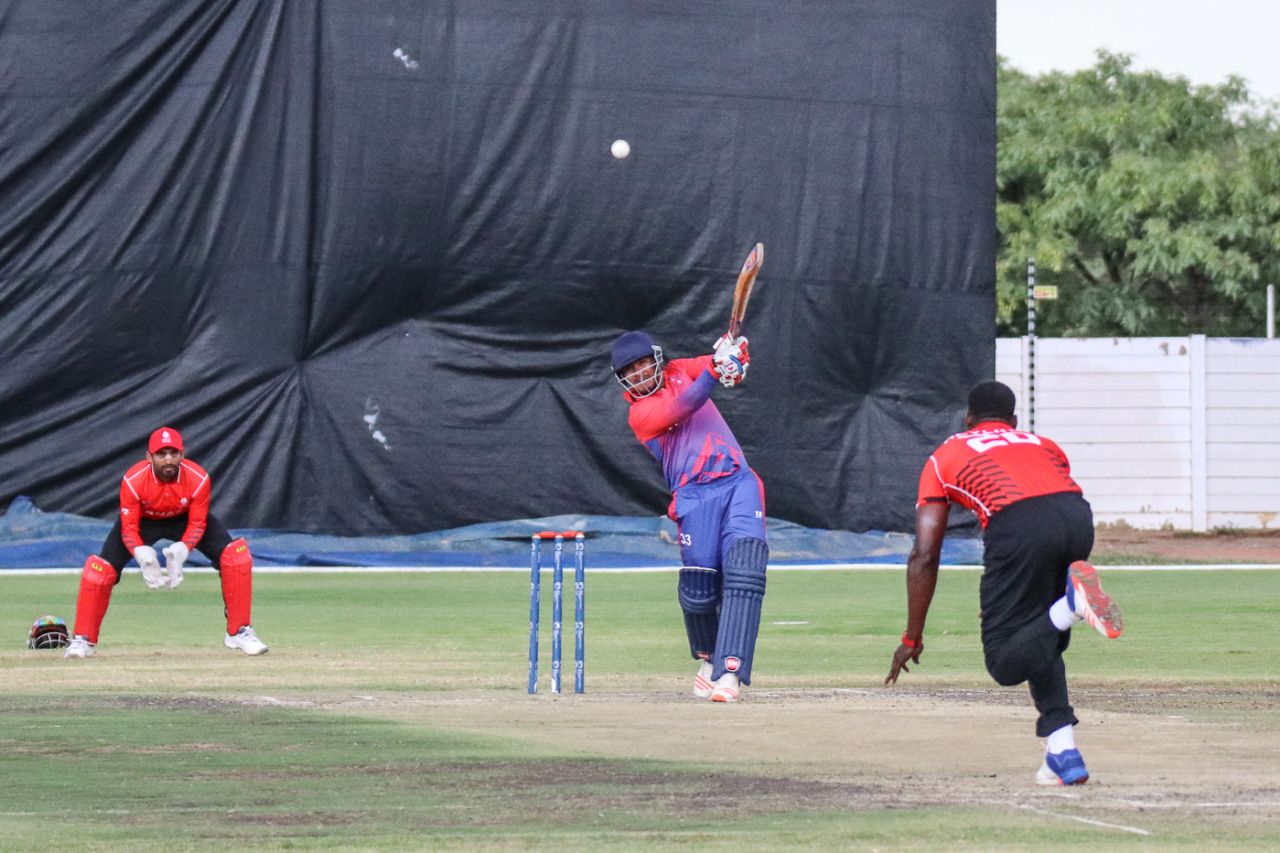 Karan KC's first six over long-off was a harbinger of the furious finish to come, Canada v Nepal, ICC World Cricket League Division Two, Windhoek, February 14, 2018
