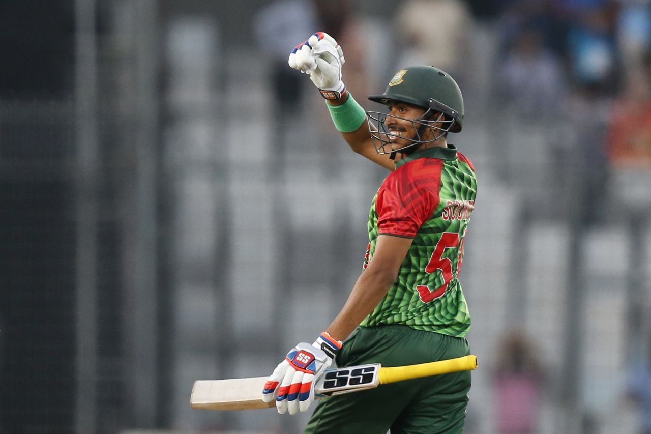 Soumya Sarkar marked his return to the Bangladesh team with a maiden T20I fifty, Bangladesh v Sri Lanka, 1st T20I, Mirpur, February 15, 2018