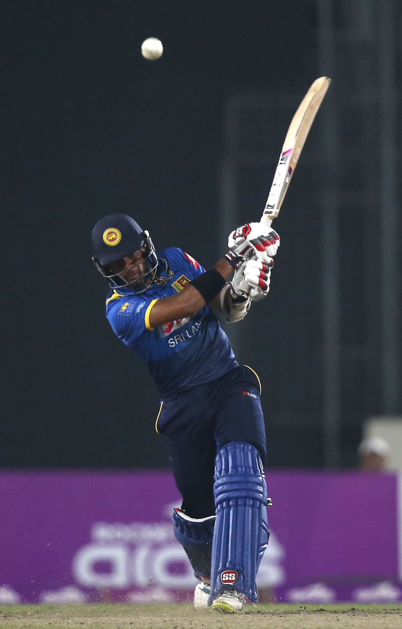 Dasun Shanaka hits down the ground, Bangladesh v Sri Lanka, 1st T20I, Mirpur, February 15, 2018