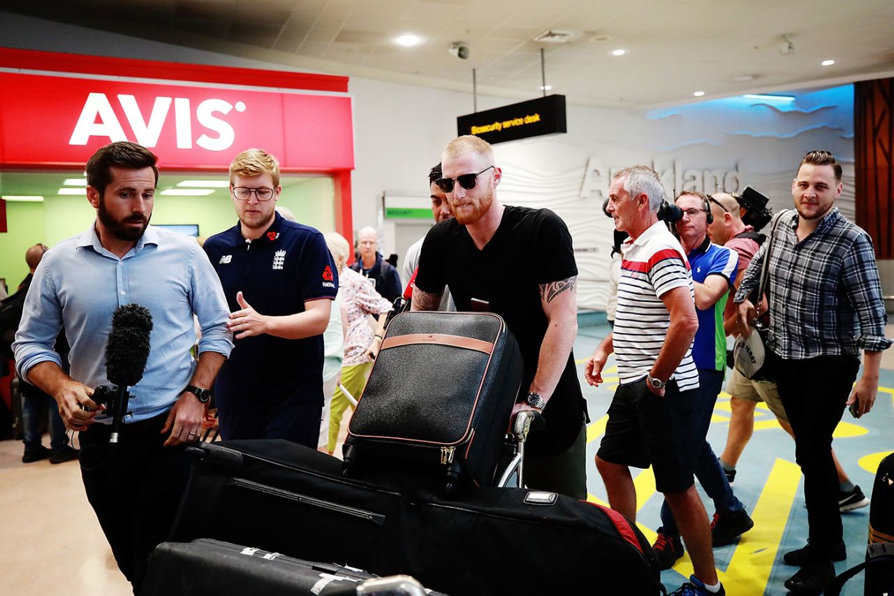 Ben Stokes walks through Auckland airport, Auckland, February 16, 2018