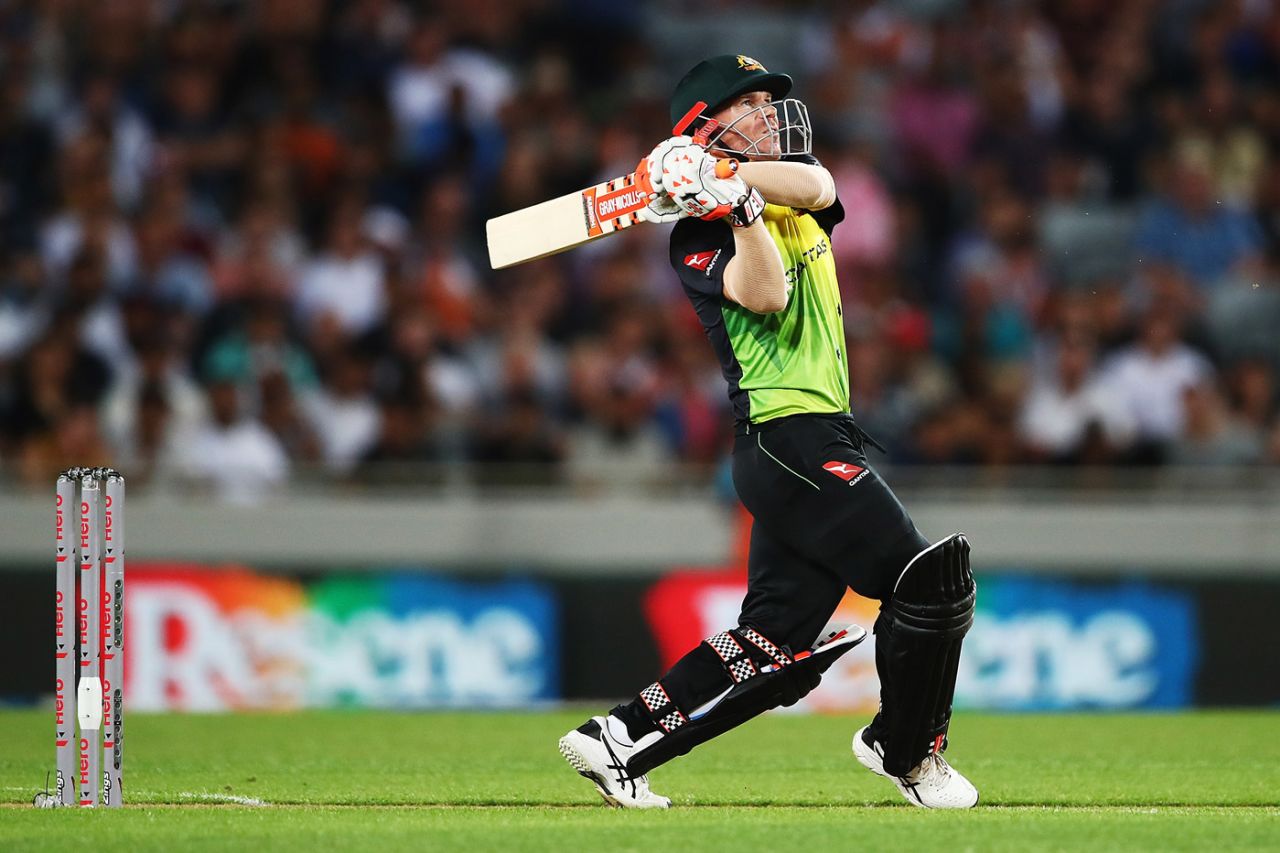 David Warner smashed a fifty off 20 balls, New Zealand v Australia, Trans-Tasman T20 tri-series, Auckland, February 16, 2018