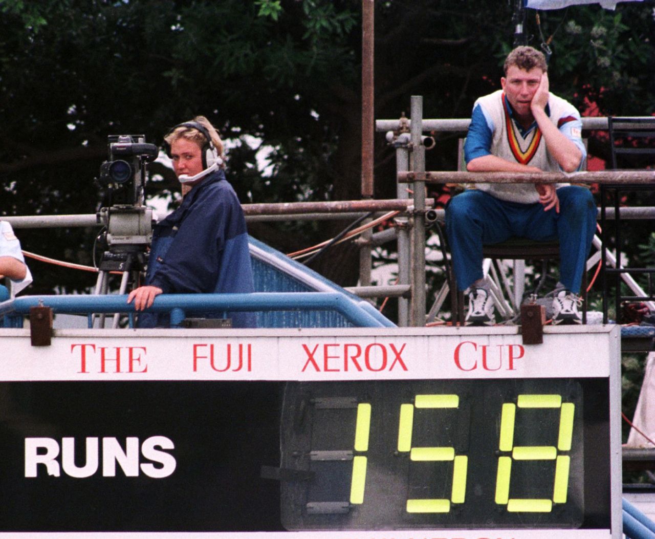 Michael Atherton watches the game, New Zealand v England, 5th ODI, Wellington, March 4, 1997