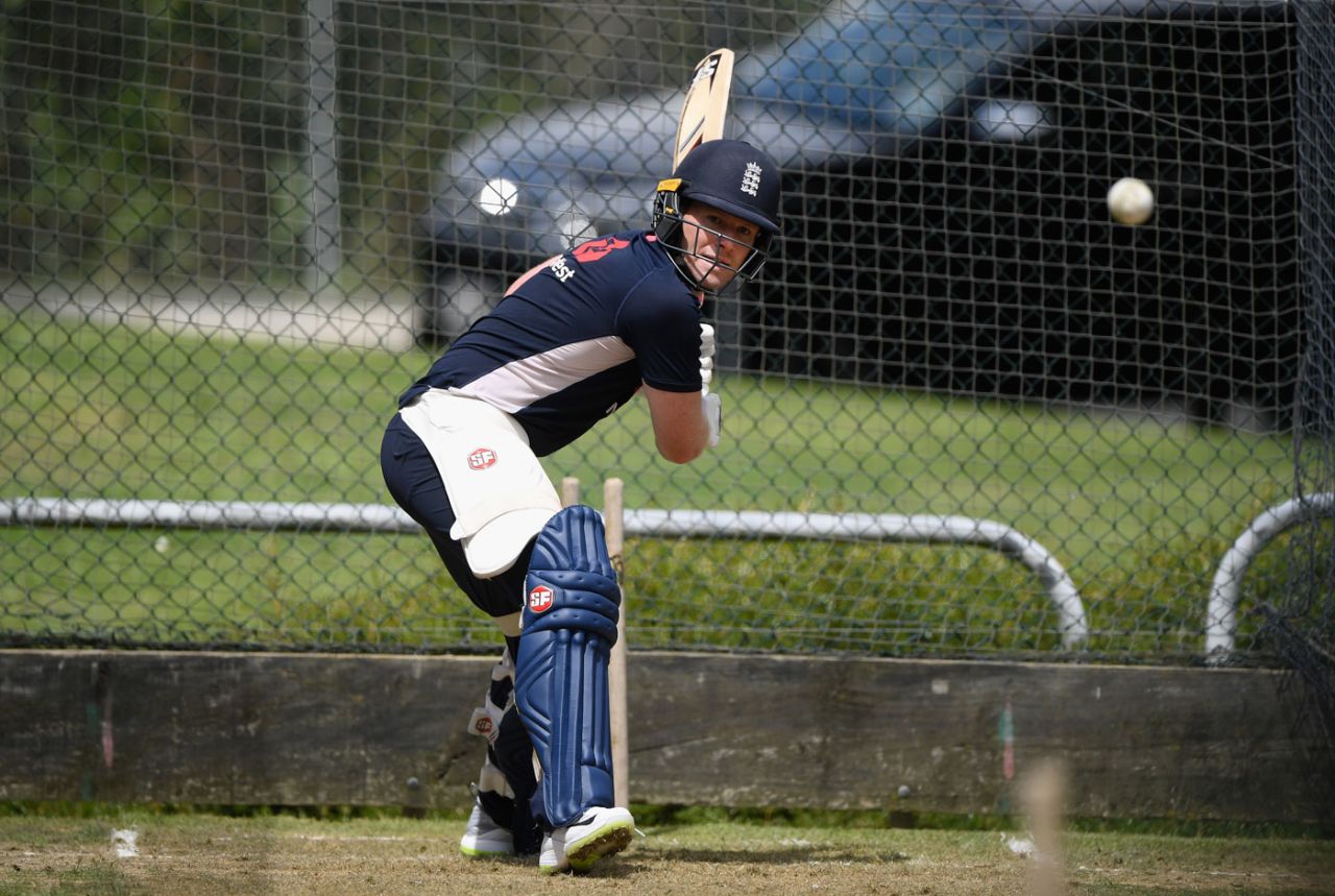 Eoin Morgan batted in the nets after recovering from a groin strain, Hamilton, February 17, 2018
