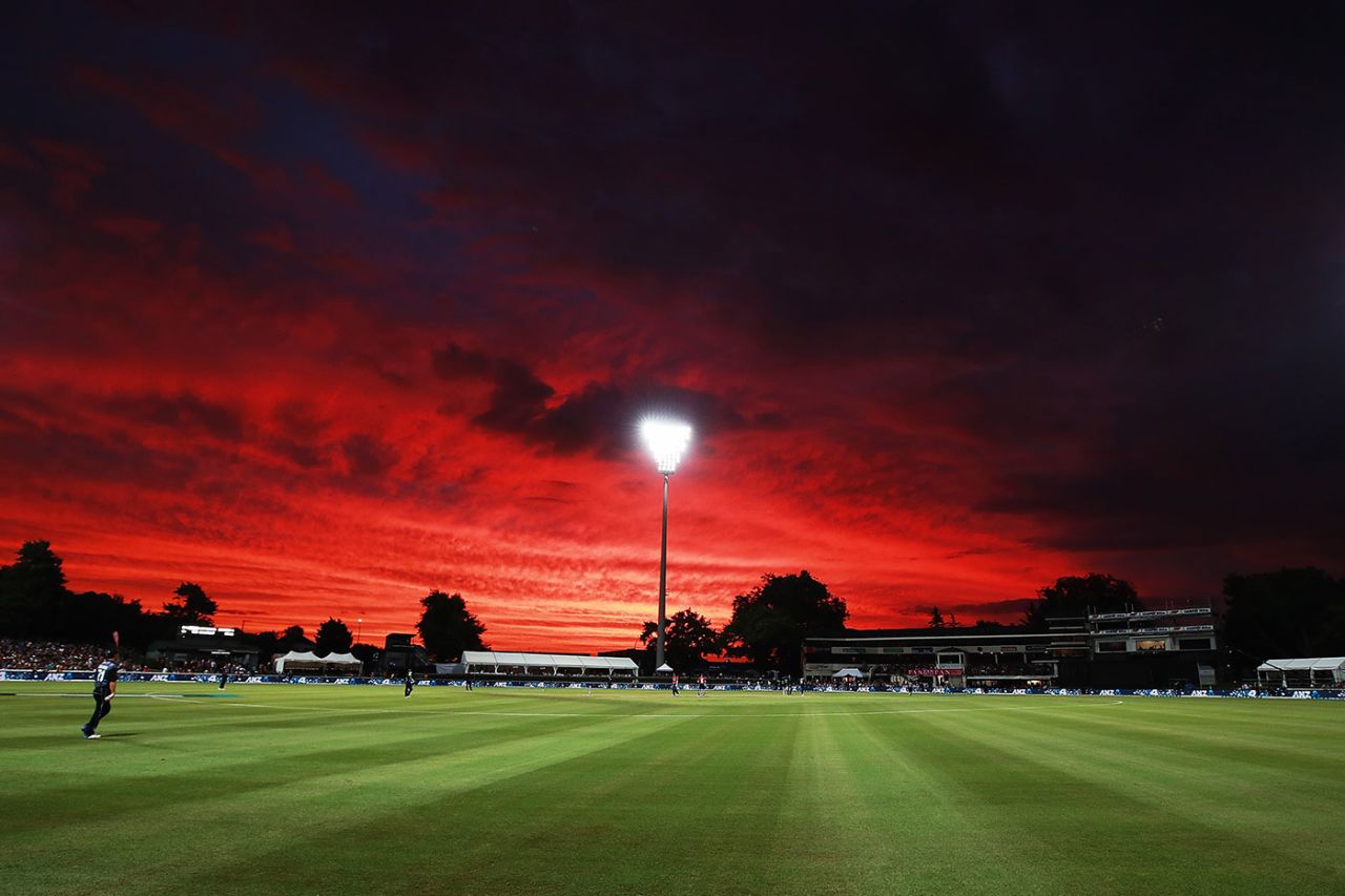 A stunning sunset in Hamilton, New Zealand v England, Trans-Tasman T20 tri-series, Hamilton, February 18, 2018