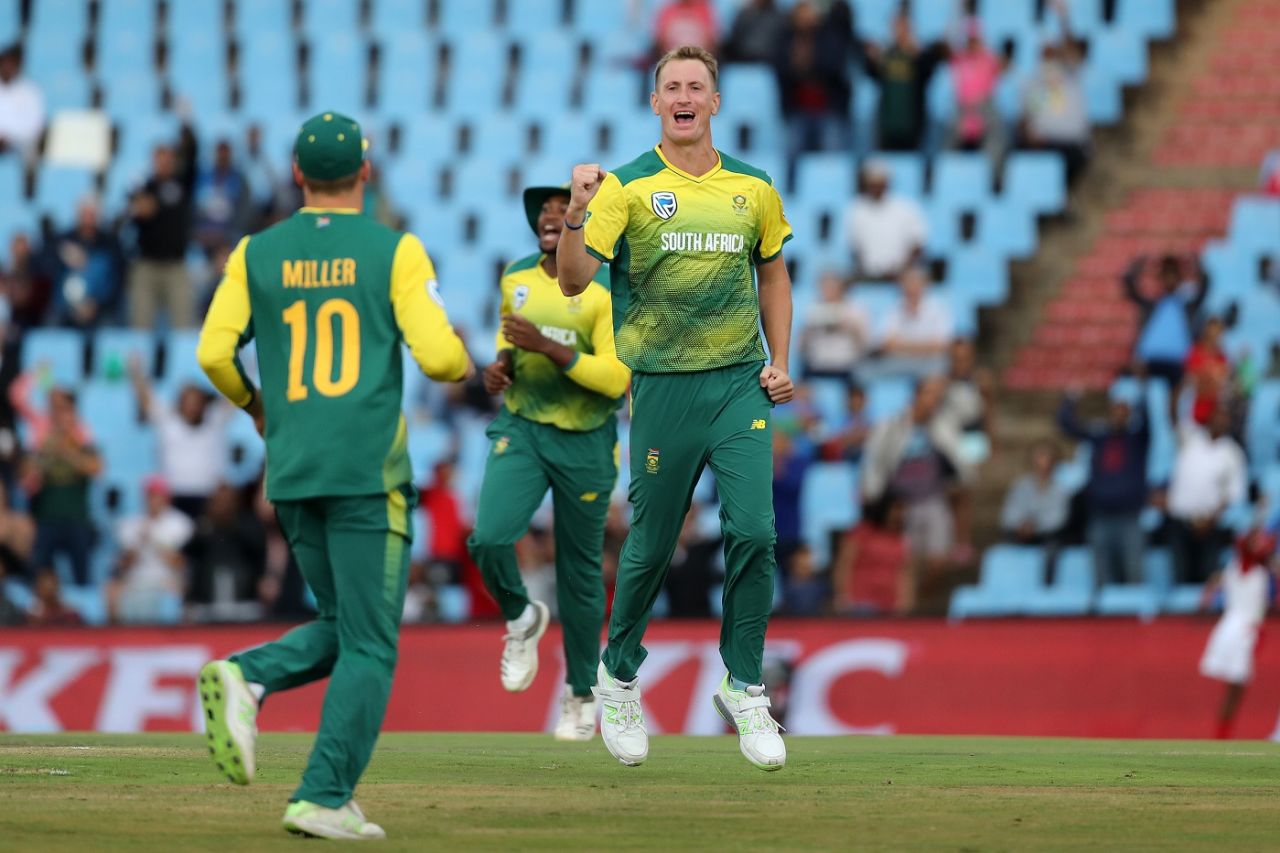 Chris Morris' celebrations were short lived, South Africa v India, 2nd T20I, Centurion, February 21, 2018