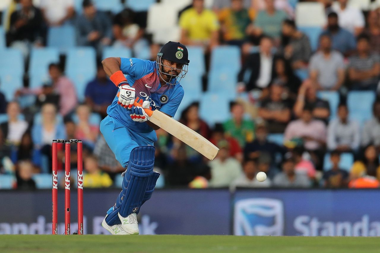 Suresh Raina taps the ball down the ground, South Africa v India, 2nd T20I, Centurion, February 21, 2018
