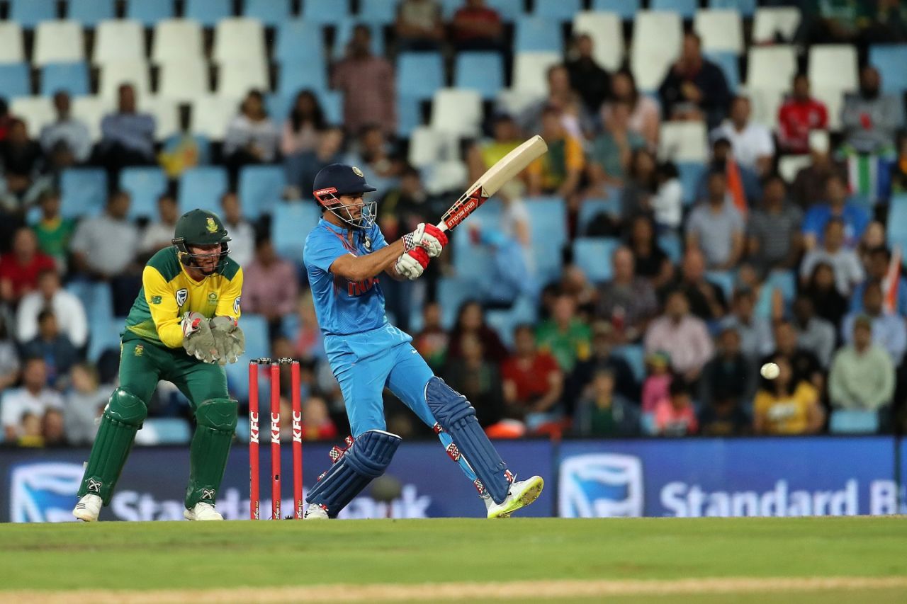 Manish Pandey flicks the ball towards the leg side, South Africa v India, 2nd T20I, Centurion, February 21, 2018