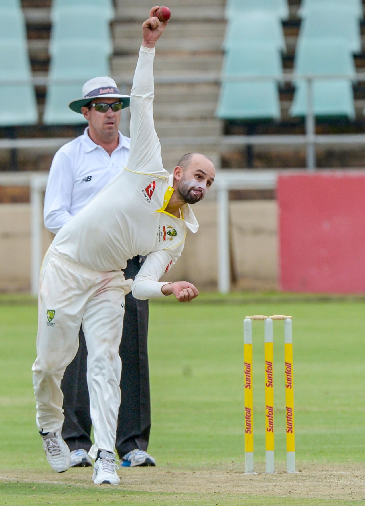 Nathan Lyon went wicketless in his 14 overs, South Africa A v Australia, Benoni, February 22, 2018