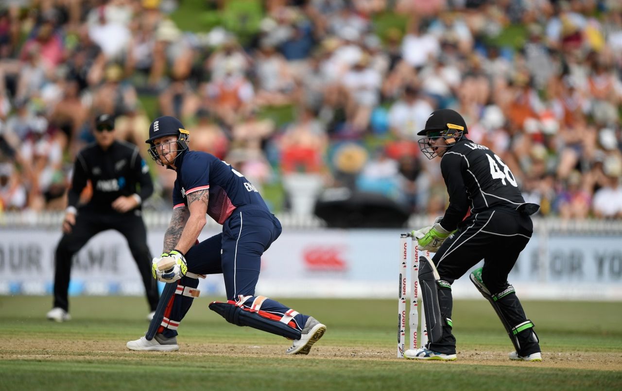 Ben Stokes pulls out the reverse sweep, New Zealand v England, 1st ODI, Hamilton, 25 February, 2018