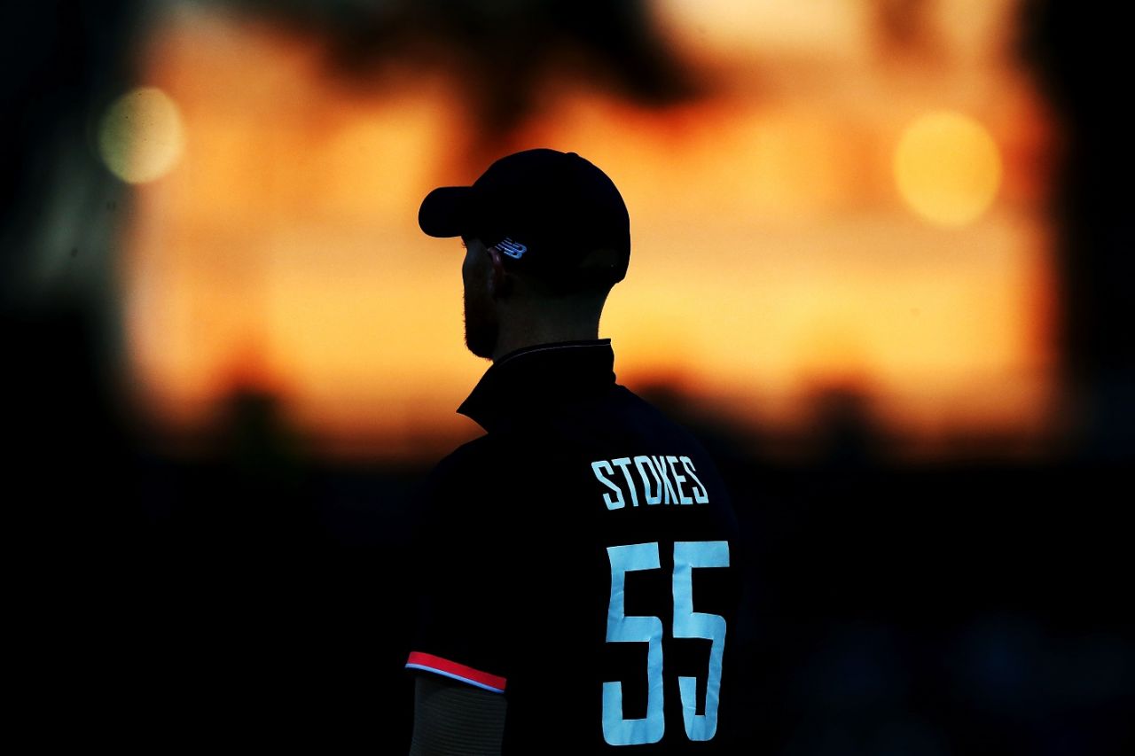 Ben Stokes against the setting sun, New Zealand v England, 1st ODI, Hamilton, February 25, 2018