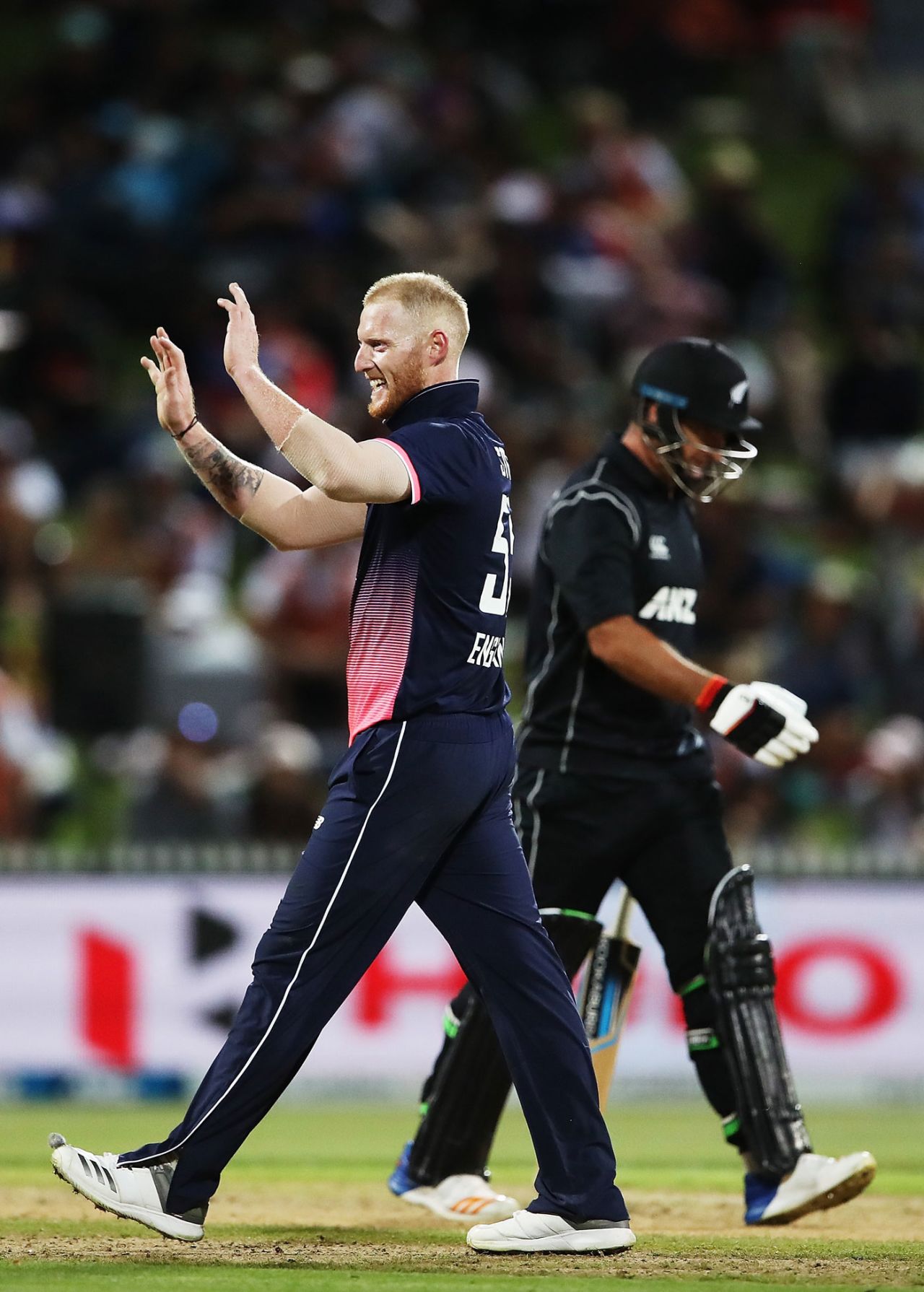 Ben Stokes picked up Colin De Grandhomme with a slower ball, New Zealand v England, 1st ODI, Hamilton, February 25, 2018