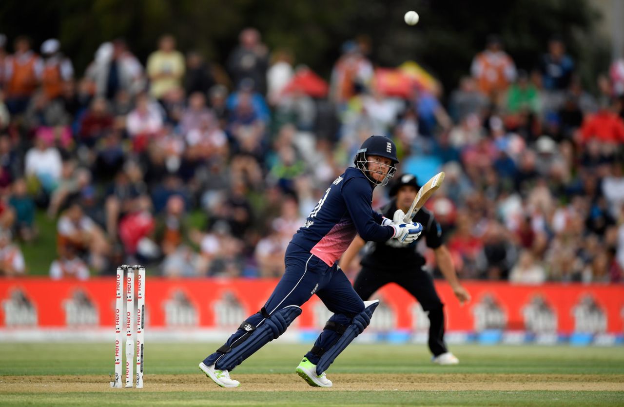 Jonny Bairstow steers one behind point, New Zealand v England, 2nd ODI, Mount Maunganui, February 28, 2018